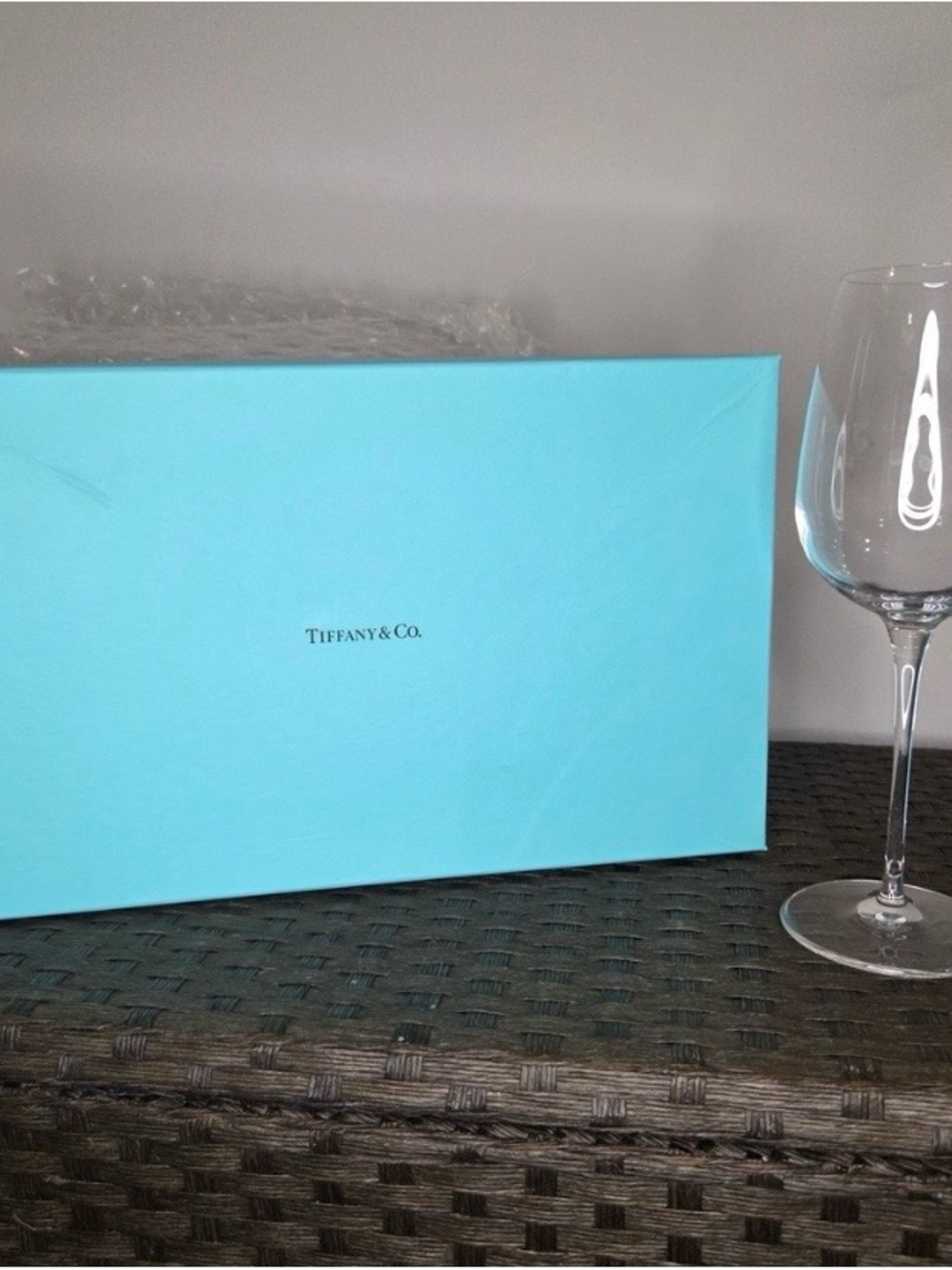 Tiffany & Co. Tiffany  Blue Gift Box with single wine glass